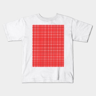 red mesh grid square lines pattern Kids T-Shirt